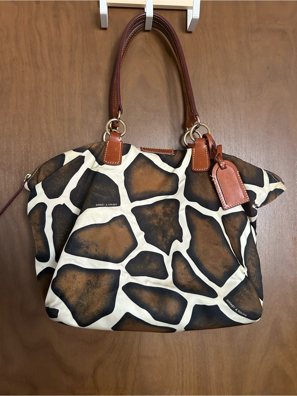 Dooney & Bourke Brown and Cream Giraffe-Print Tote